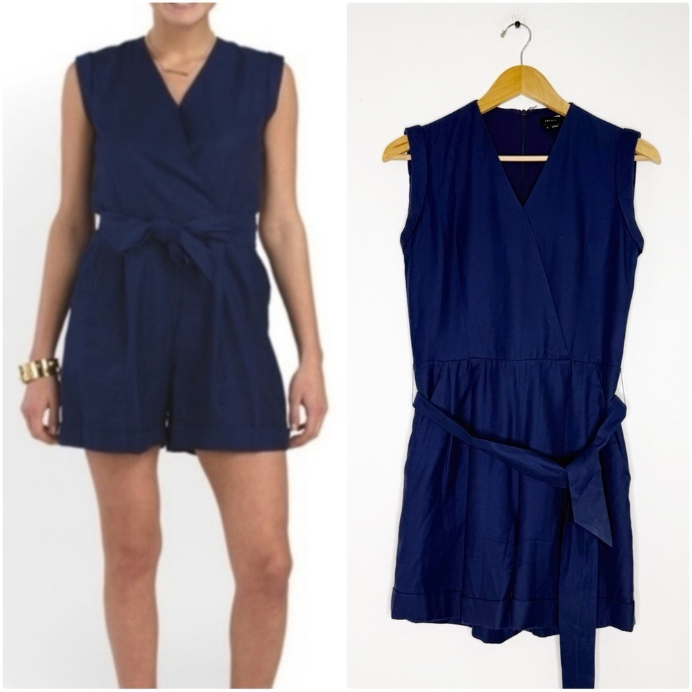 Theory Rawnsley Blue Belted Romper Size 2